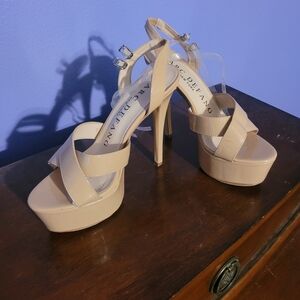 Elegant Nude Strappy Platform Heels